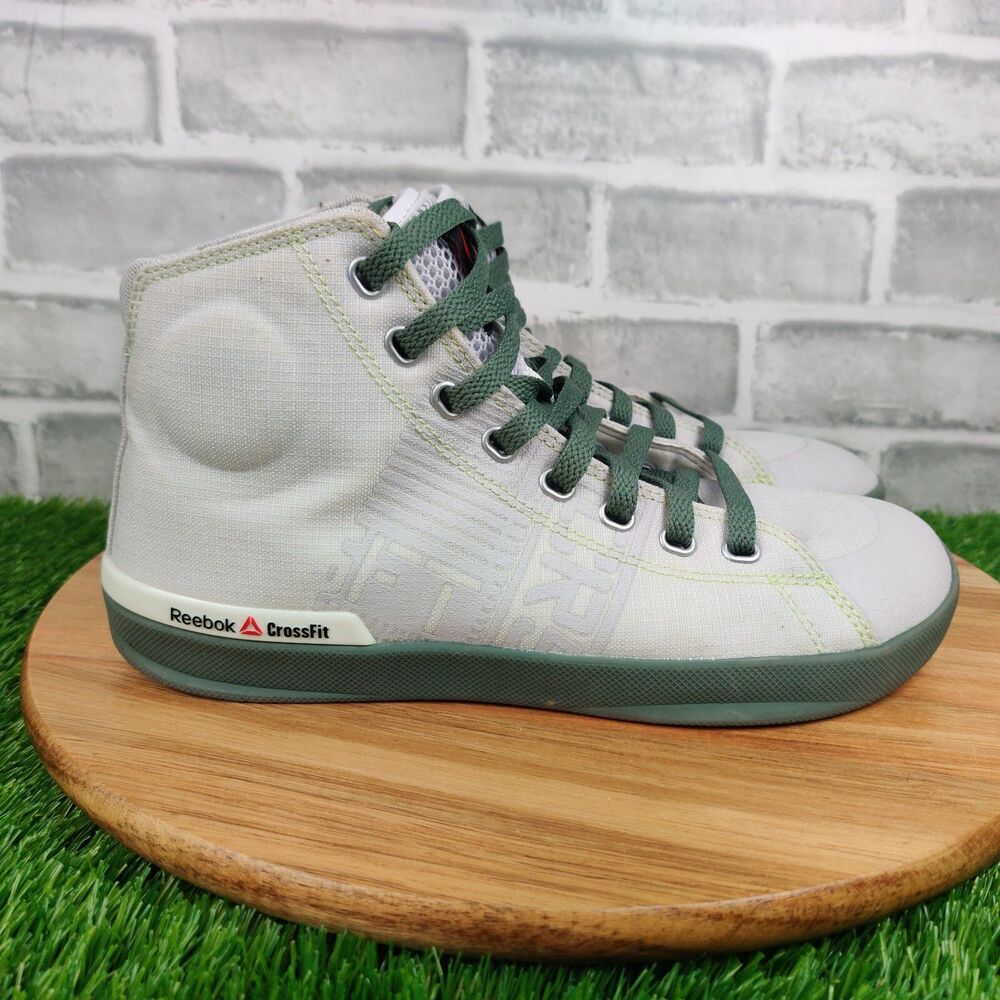 Reebok Crossfit Shoes Womens 8 White Green High Top Trainer Sneakers Lace Up